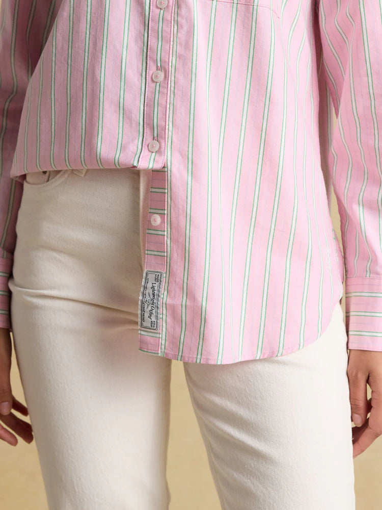Joules Boyfriend Fit Pink Striped Oxford Shirt