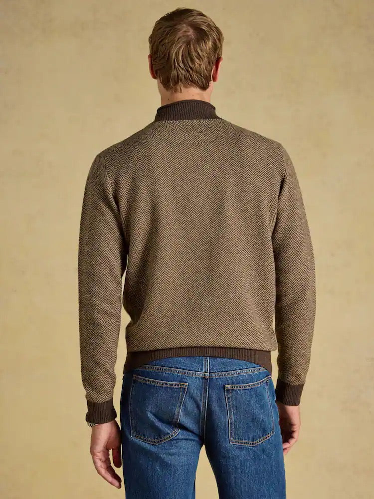 Joules Highland Brown Wool Rich Roll Neck Jumper