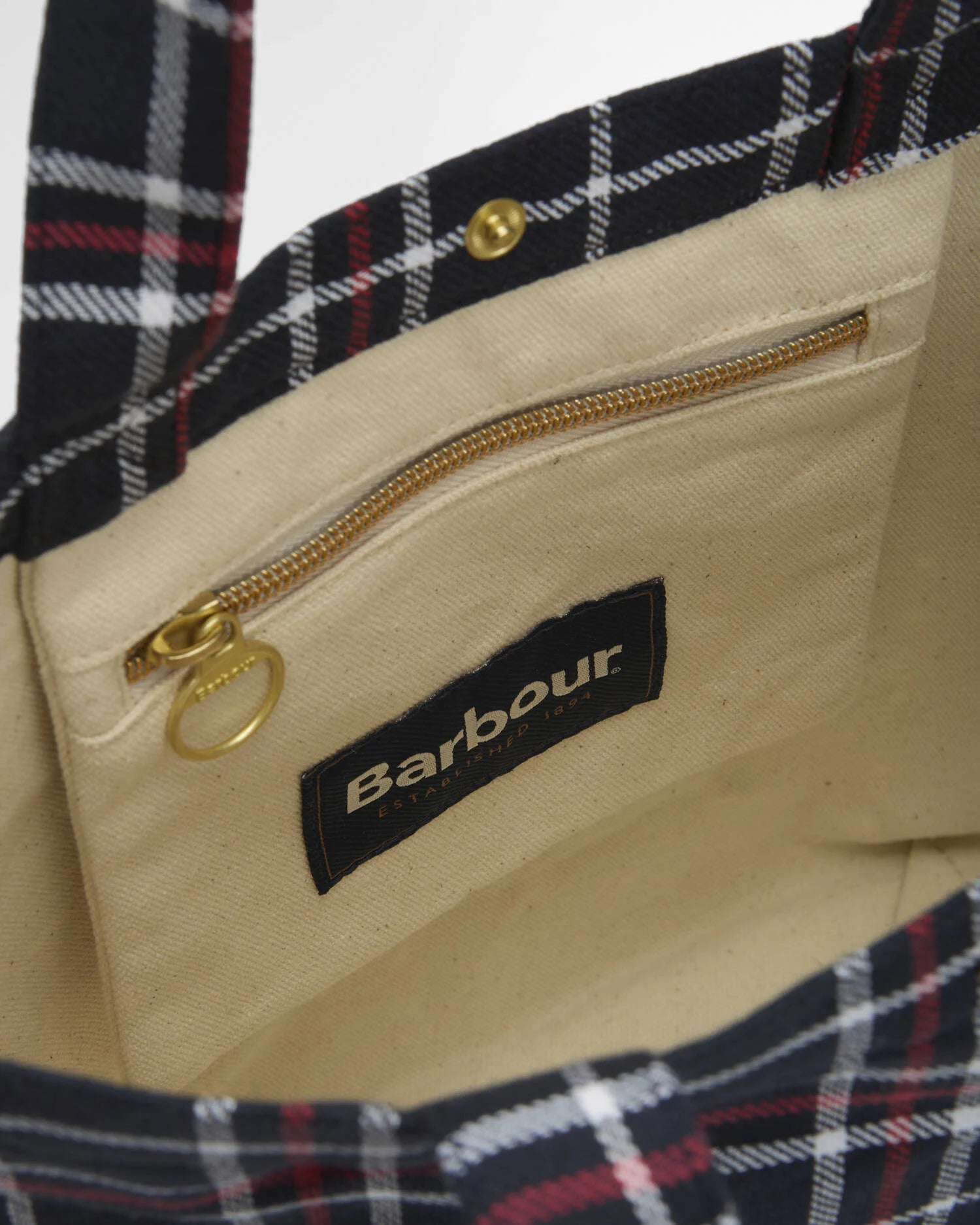 Barbour Mini Telfield Tartan Tote Bag - Navy/Red Check