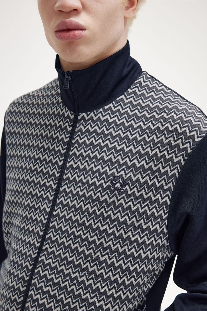 Fred Perry Knitted Panel Track Jacket - Navy