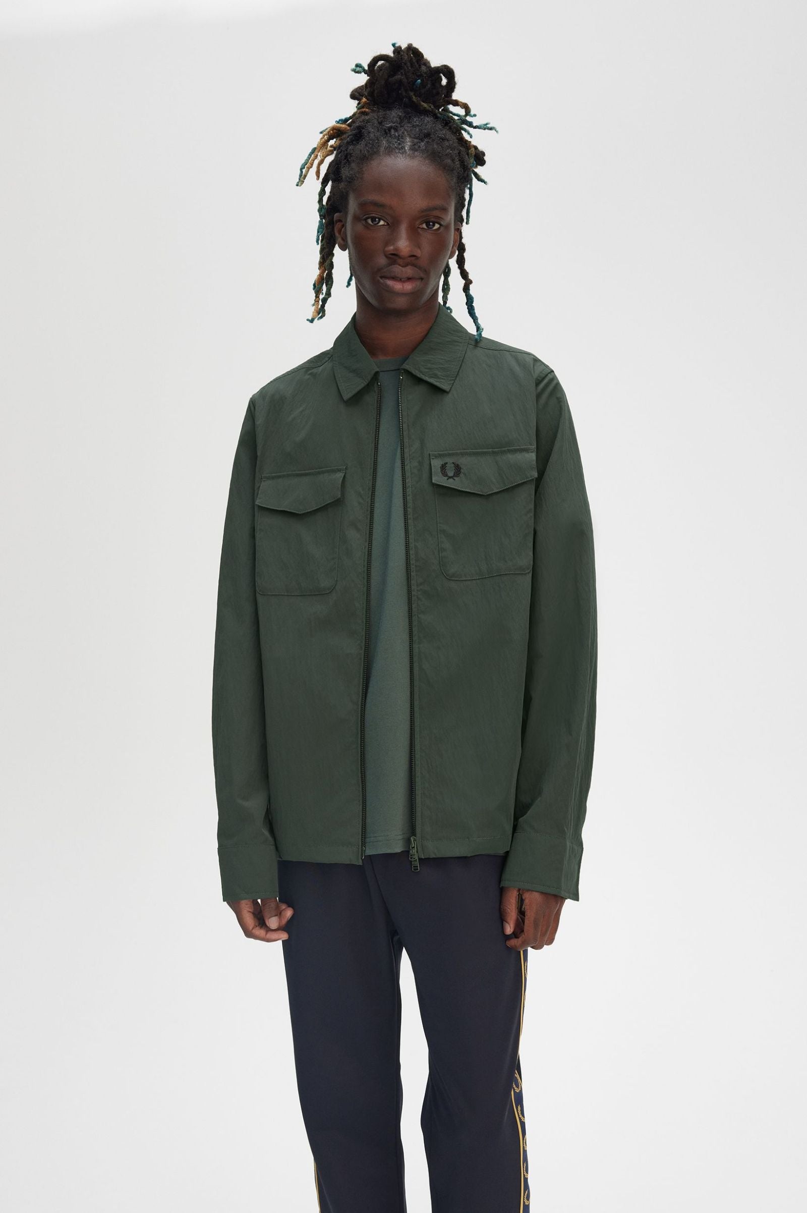 Fred Perry Zip Through Overshirt - Court Green