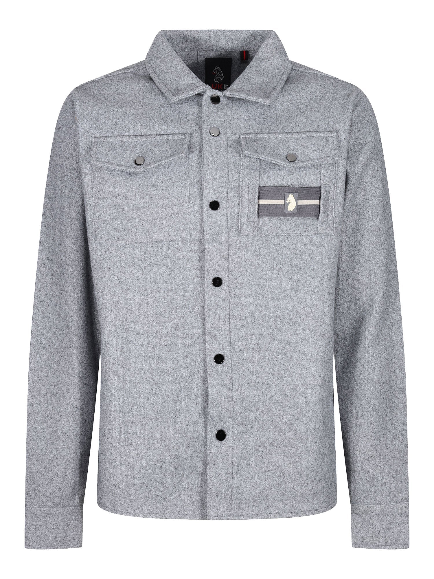 Luke Wardon Tape Detail Shirt - Mid Marl Grey