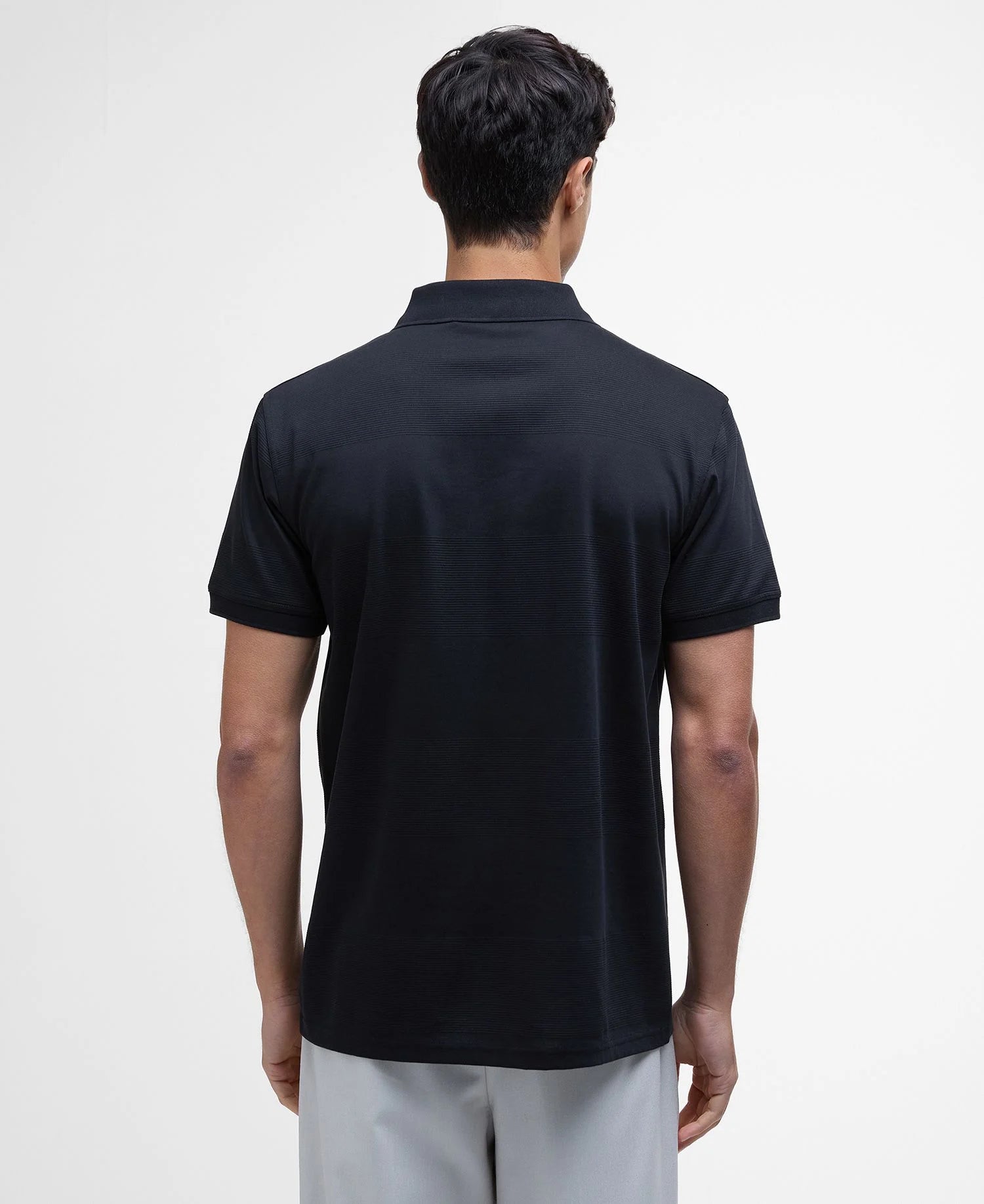 Barbour International Chapter Jacquard Texture Polo Shirt - Black