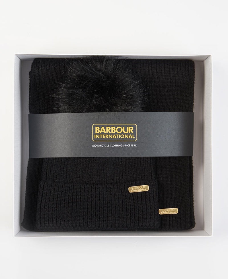 Barbour international Mallory Beanie & Scarf Gift Set - Black