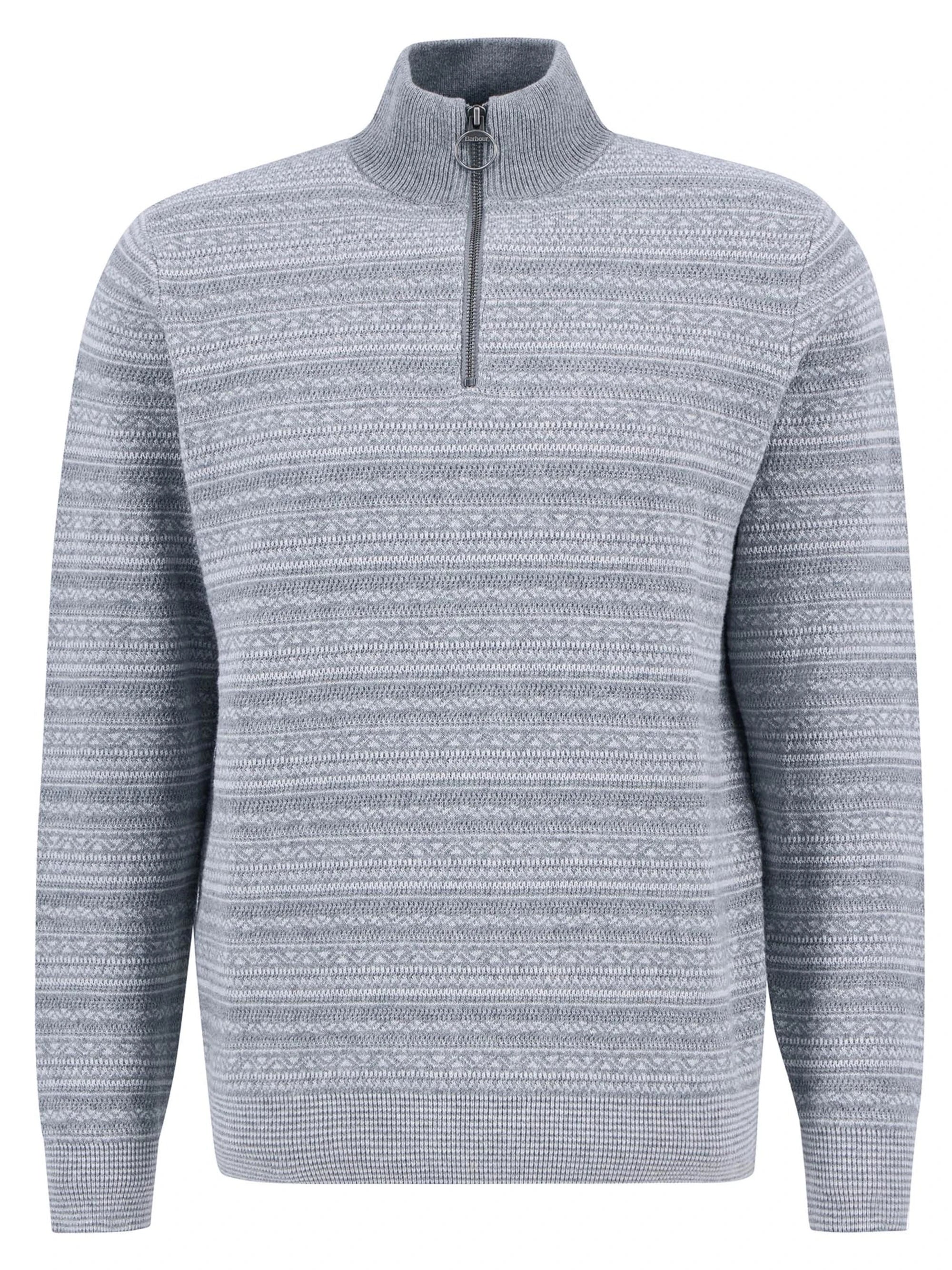 Barbour Dartfield Half Zip Knitted Sweater - Light Grey