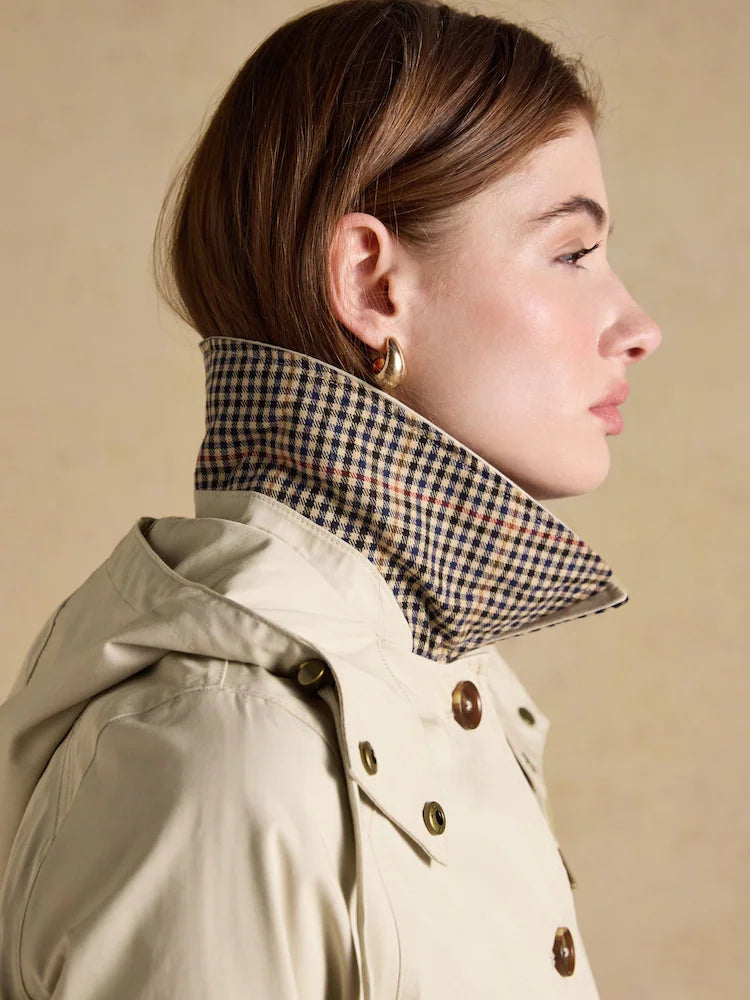 Joules Rainmore Neutral Button Through Waterproof Raincoat