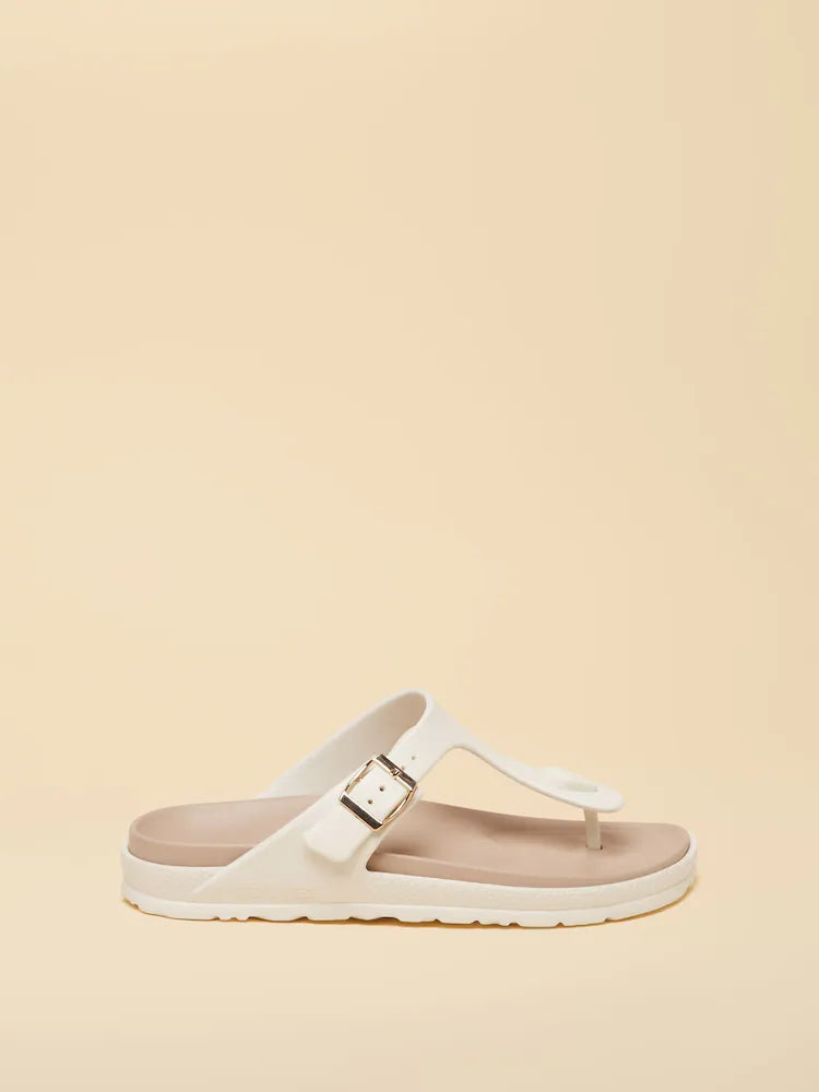 Joules Soleil White Buckle Flip Flop