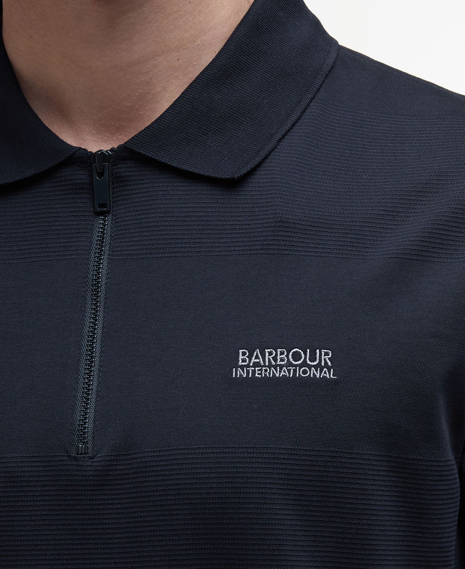 Barbour International Chapter Jacquard Texture Polo Shirt - Black
