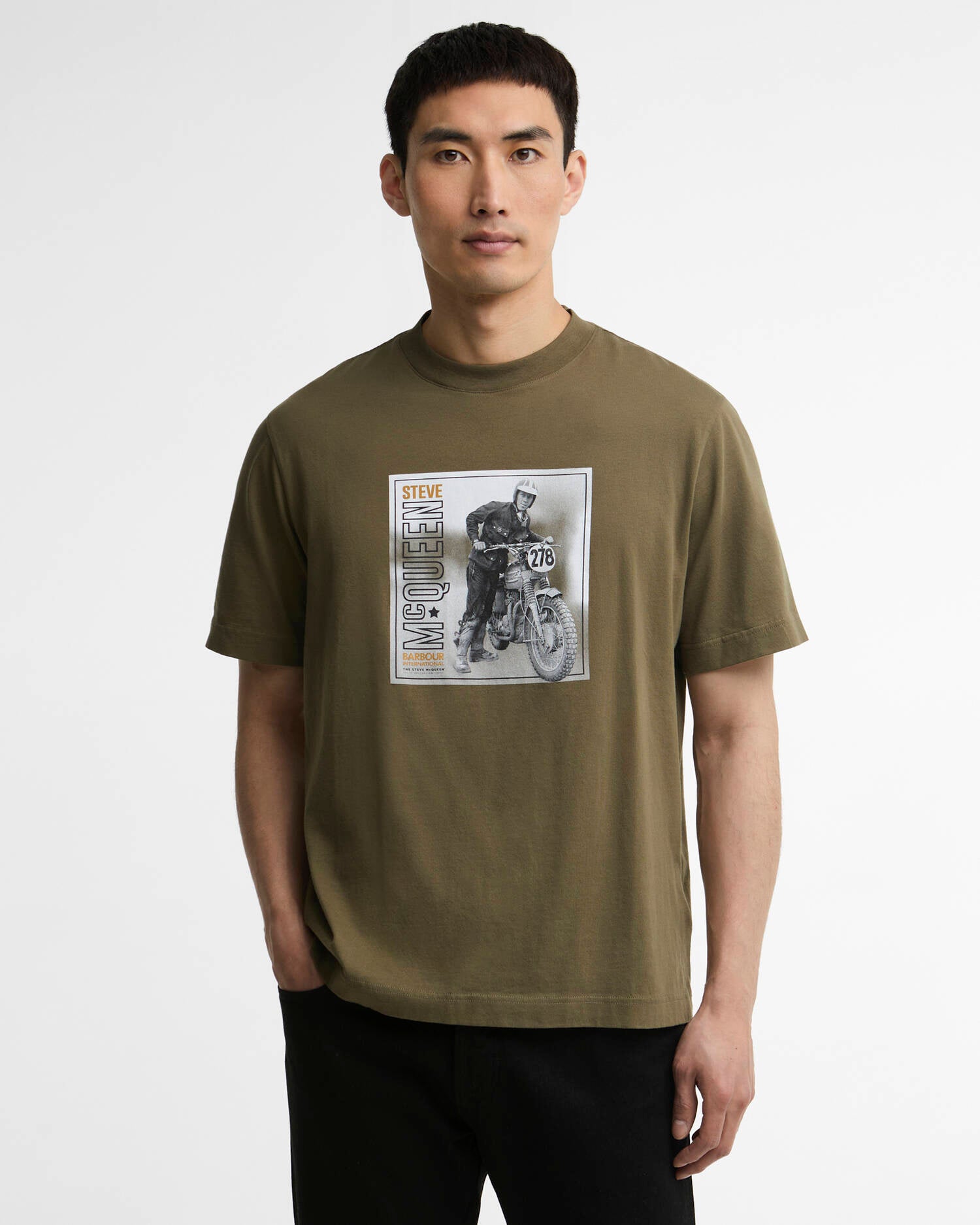 Barbour International SMQ Brandon Graphic T-Shirt - Mid Olive