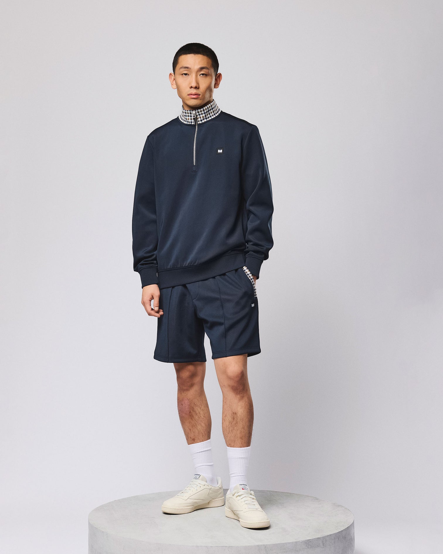 Weekend Offender Henson Jacquard Rib 1/4 Zip - Navy