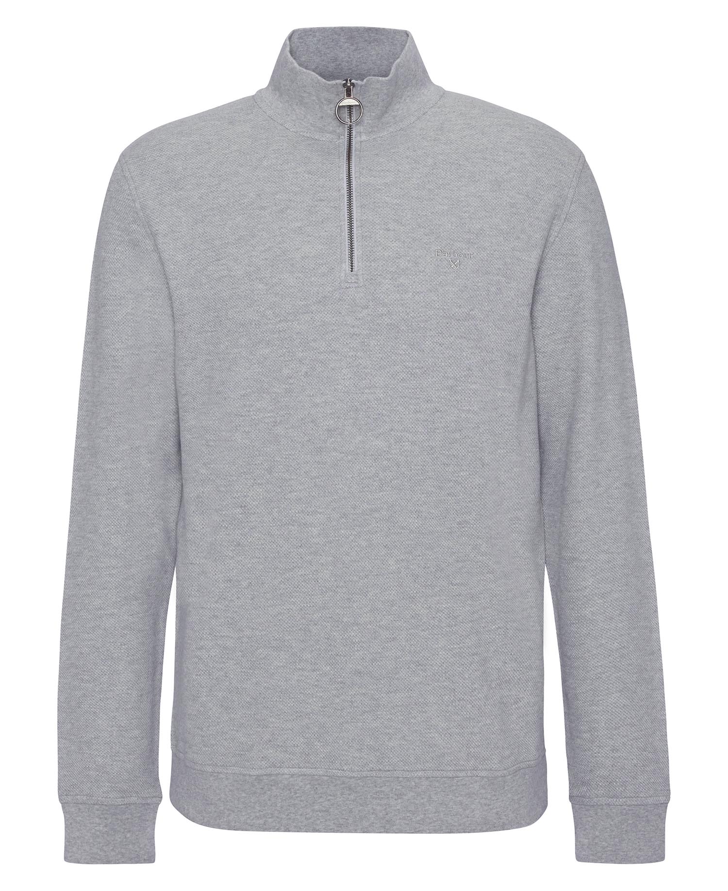 Barbour Pique Interlock Half Zip Sweatshirt - Grey Marl