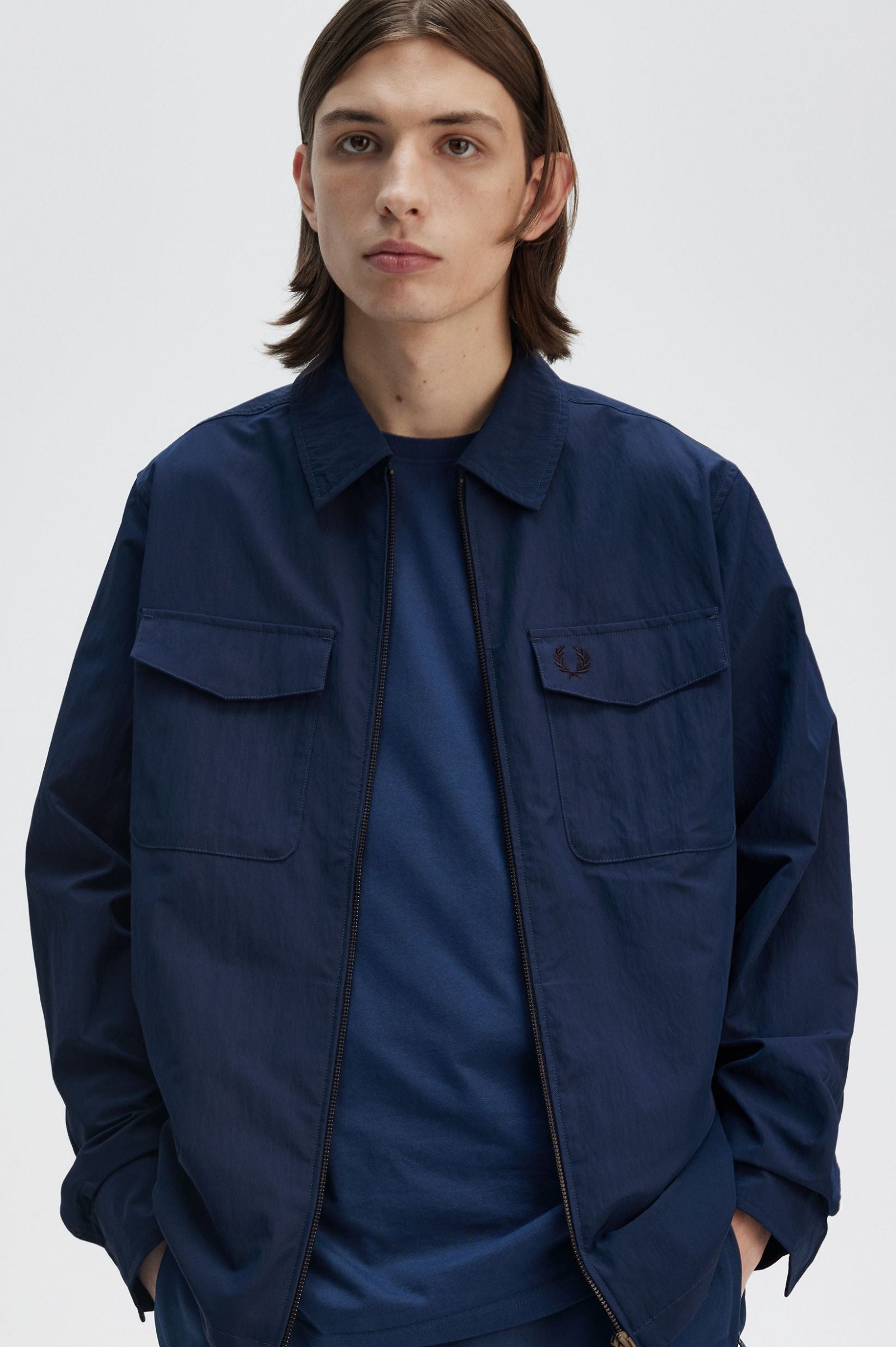 Fred Perry Zip Through Overshirt - Navy