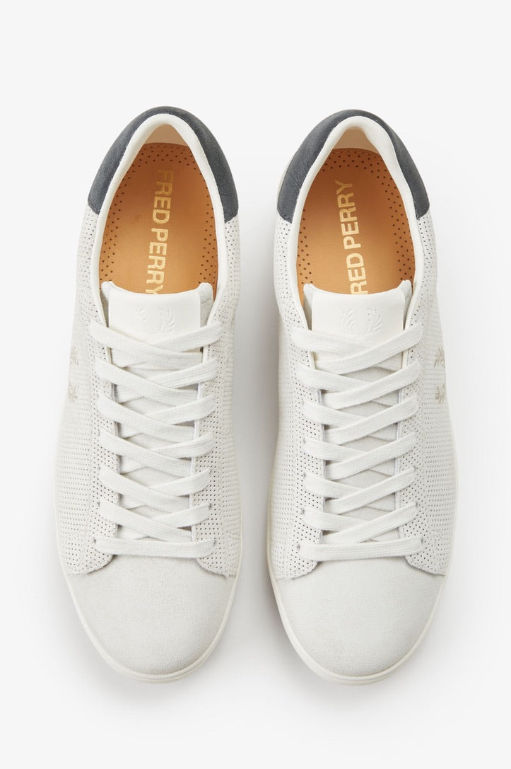 Fred Perry Spencer Perf Suede Trainers - Snowwhite/ Oatmeal