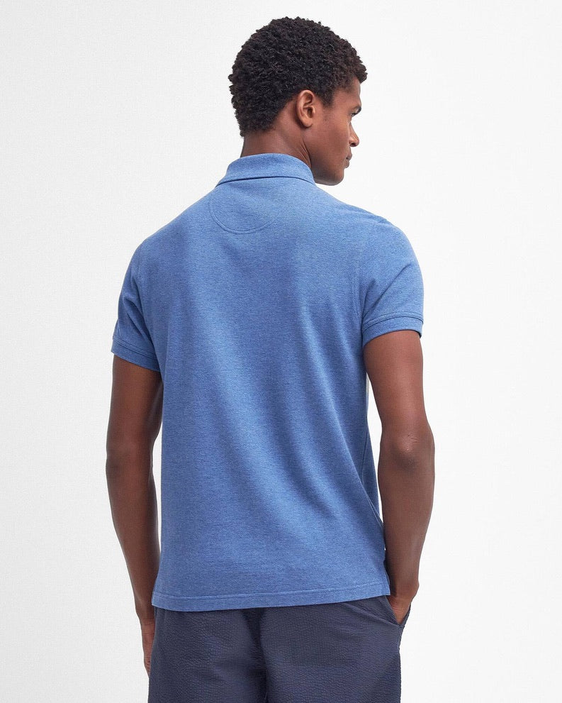 Barbour Tartan Pique Polo Shirt - Dark Chambray Marl