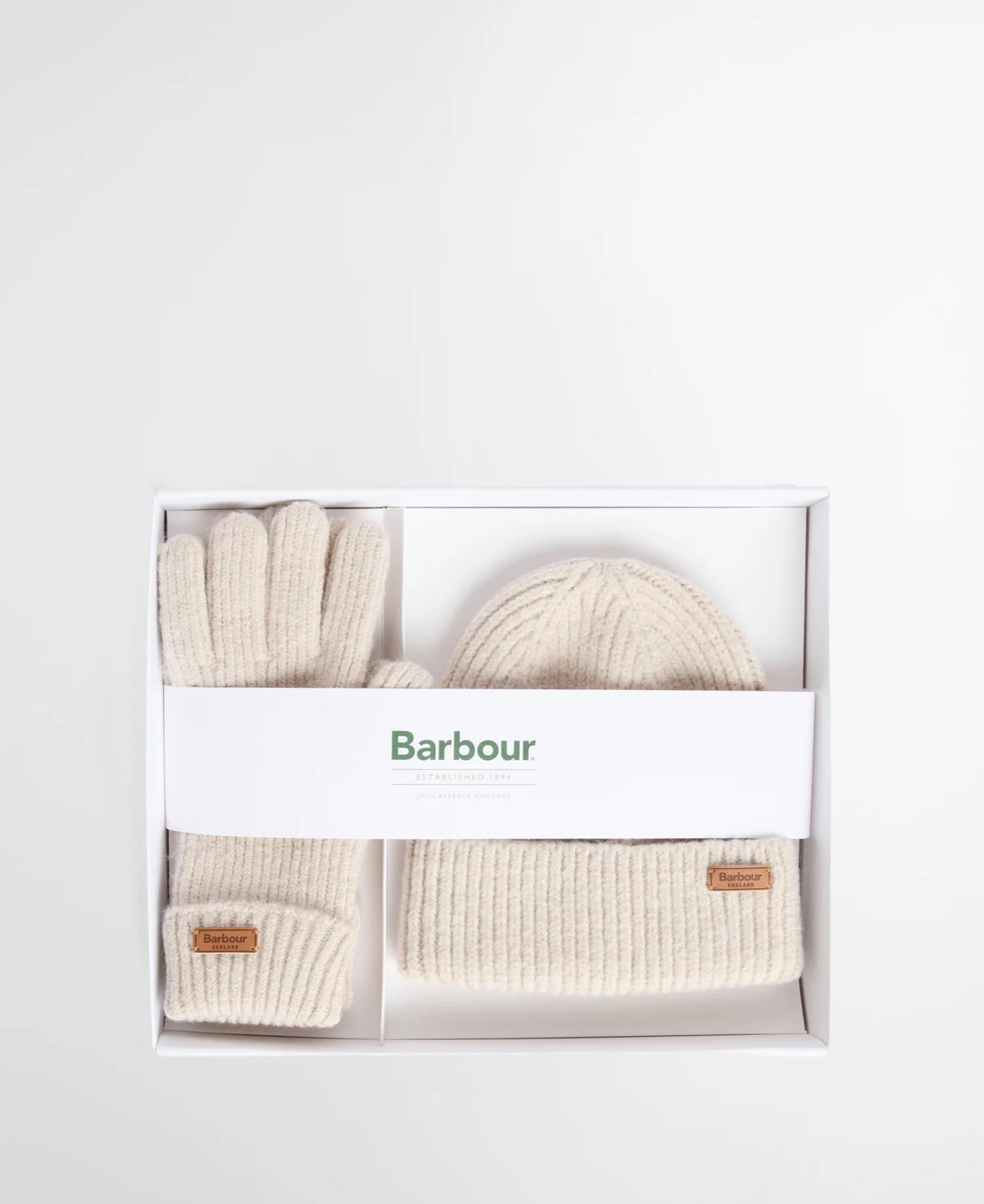 Barbour Pendle Beanie & Gloves Set - Eggshell
