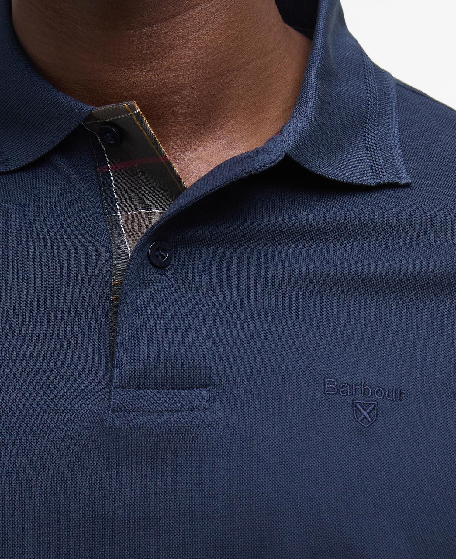 Barbour Premium Tartan Pique Polo Shirt - Navy