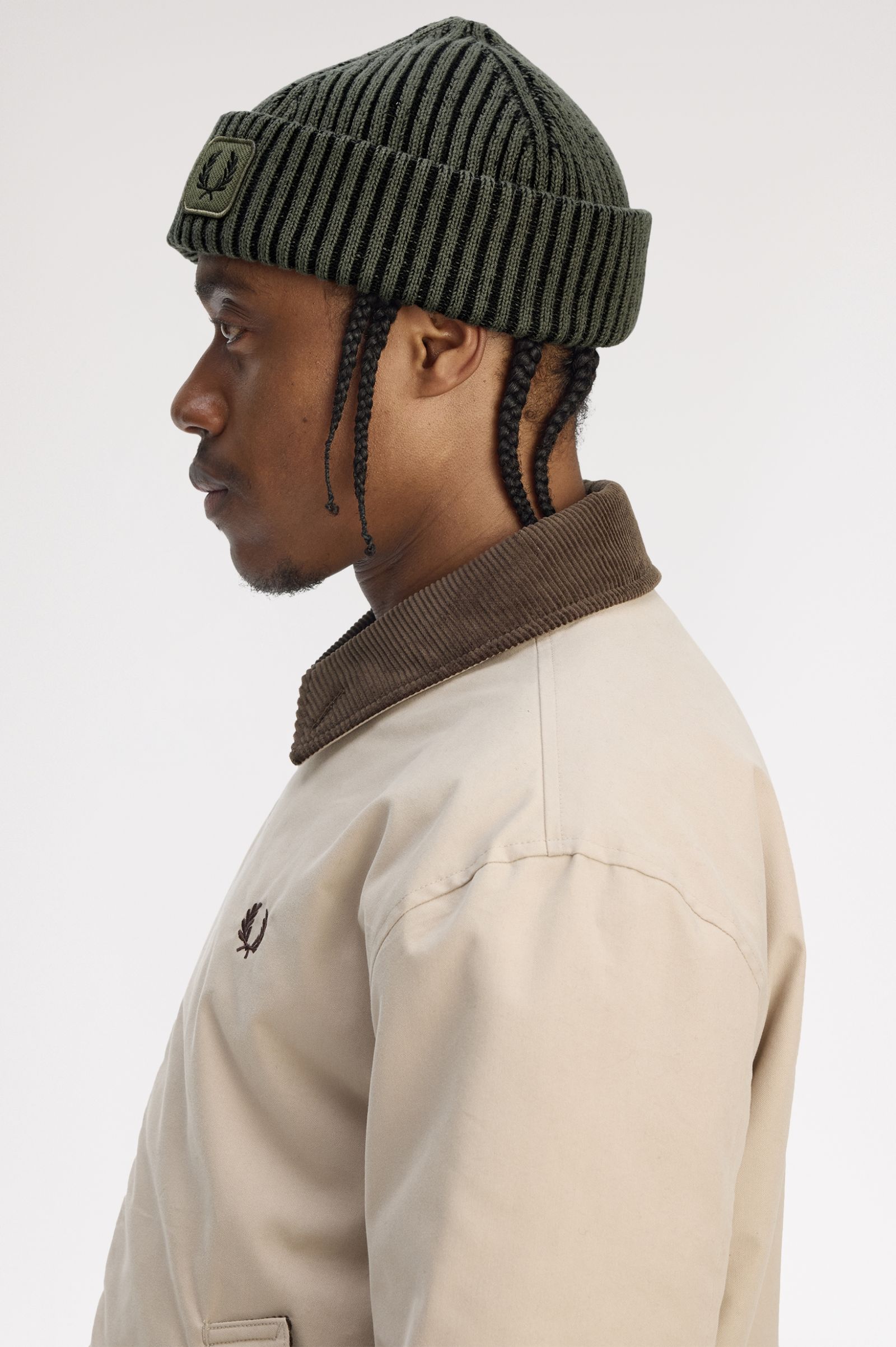 Fred Perry Cotton Ribbed Beanie - Laurel Wreath Green