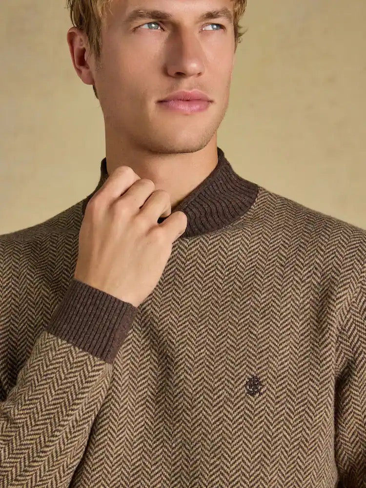 Joules Highland Brown Wool Rich Roll Neck Jumper