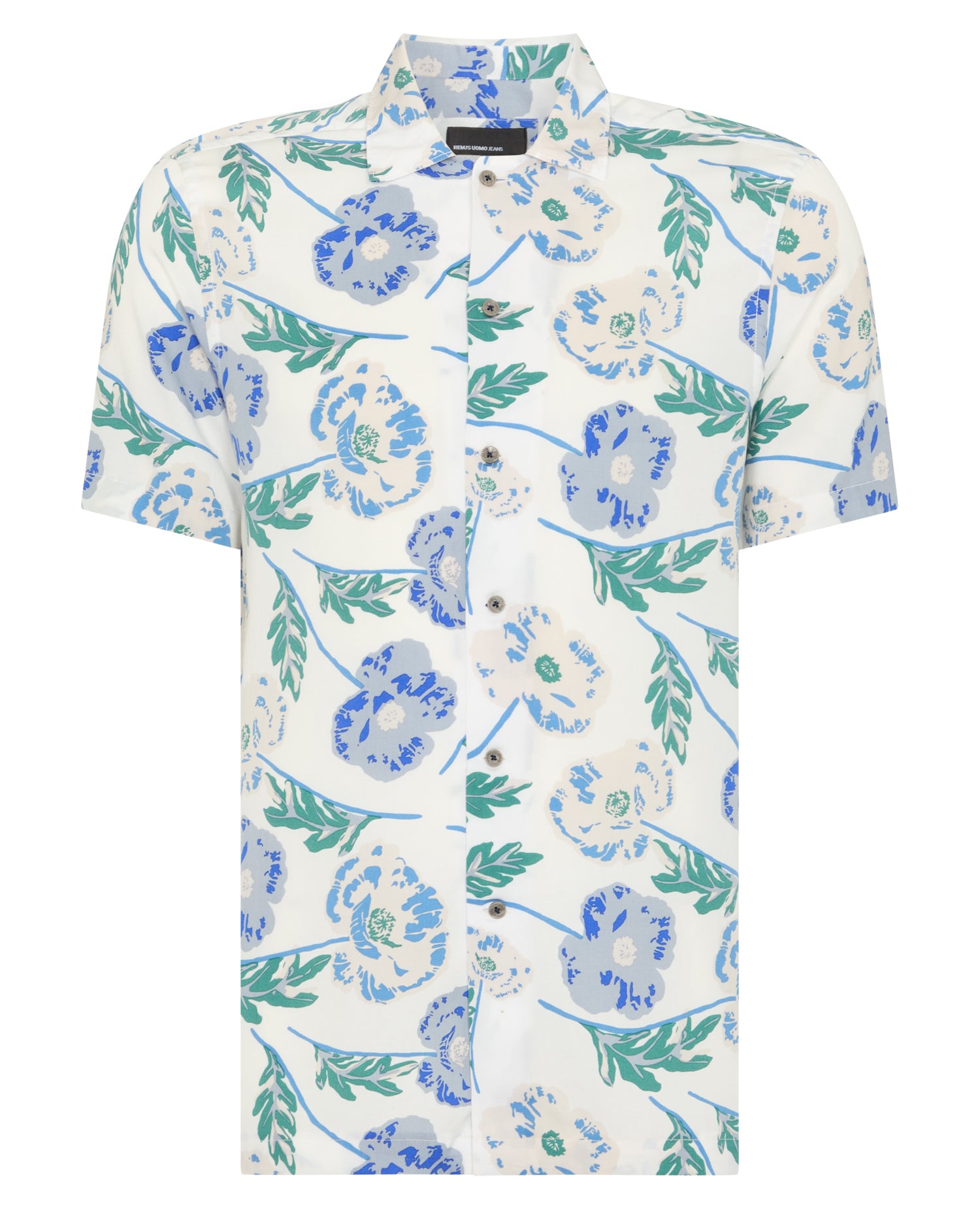 Remus Uomo Paolo Short Sleeved Shirt - Blue/White