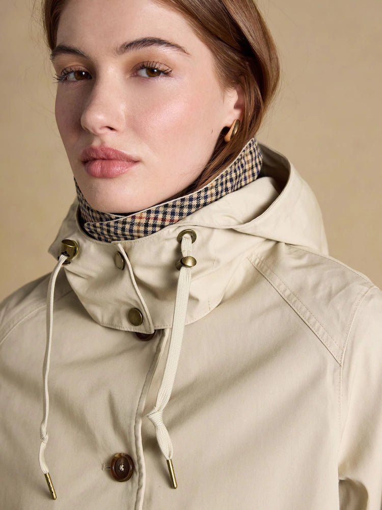 Joules Rainmore Neutral Button Through Waterproof Raincoat