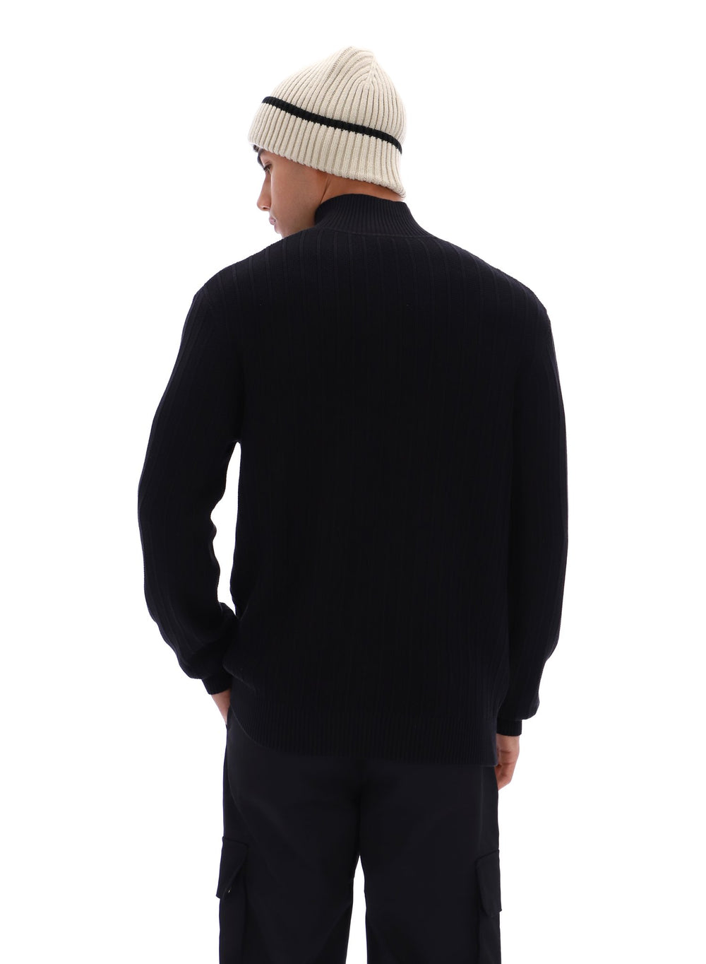 Fila Stevie 1/4 Zip Funnel Neck Textured Knit - Black
