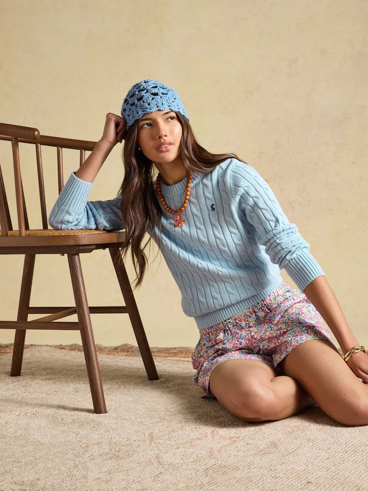 Joules Classic Cable Knit  - Ice Blue