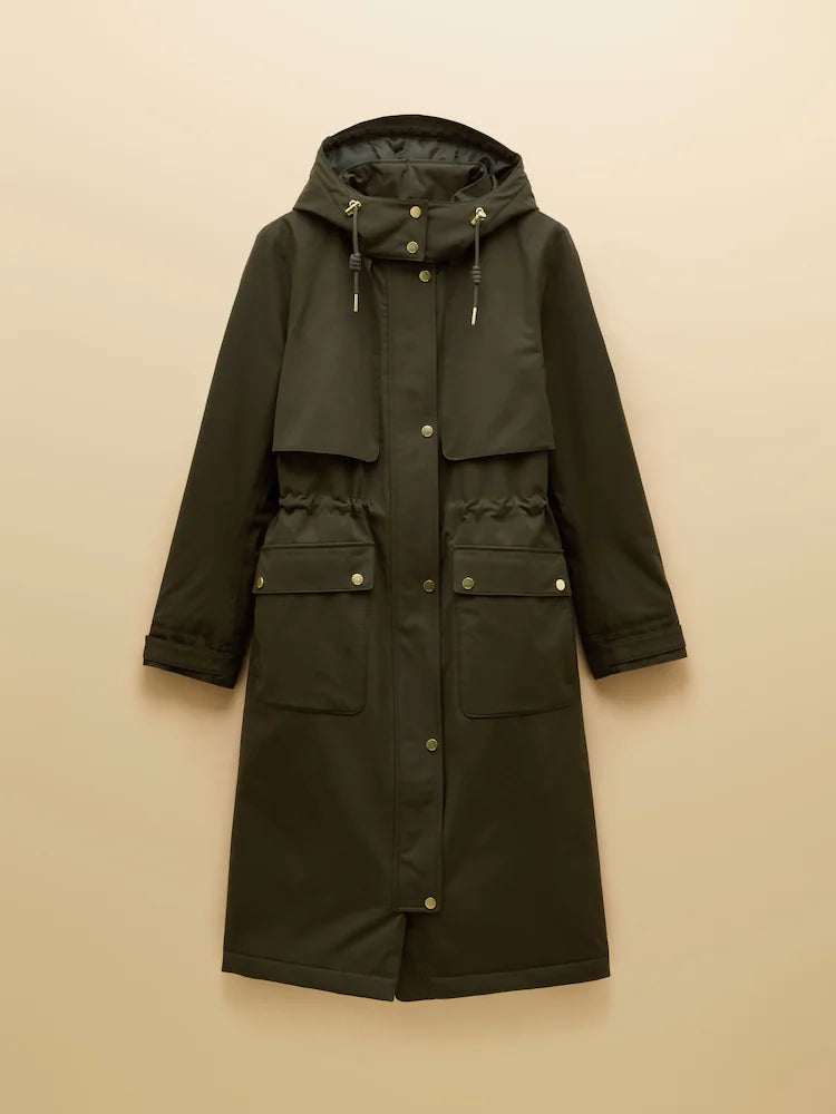 Joules Warmwell Green Waterproof Fleece Lined Raincoat with Hood