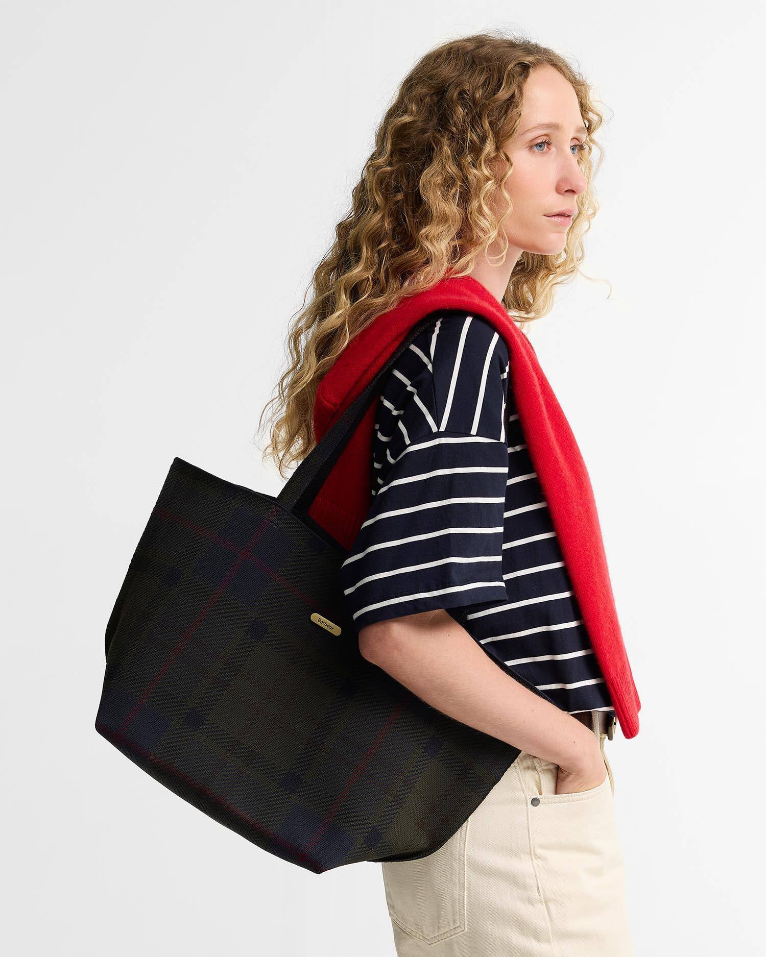 Barbour Layla Tartan Large Tote Bag - Shadow Tartan