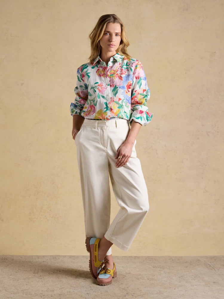 Joules Anna Multi Floral Long Sleeve 100% Linen Shirt