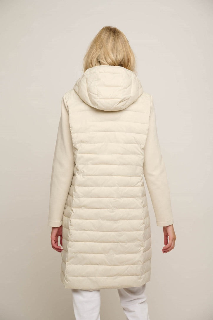 Rino & Pelle Donna Long Padded Mixed Material Coat - Birch