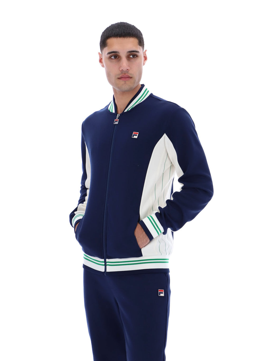 Fila Settanta Baseball Track Jacket - Fila Navy/Gardenia/Green
