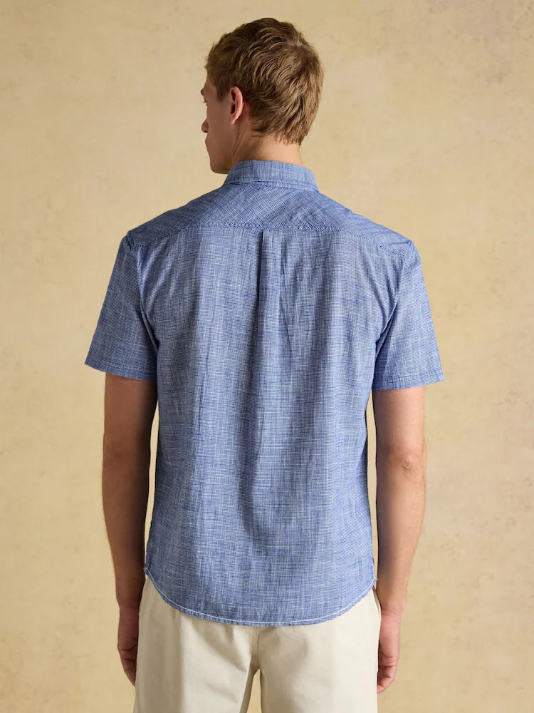 Joules Blue Puppytooth Short Sleeve Classic Fit Shirt