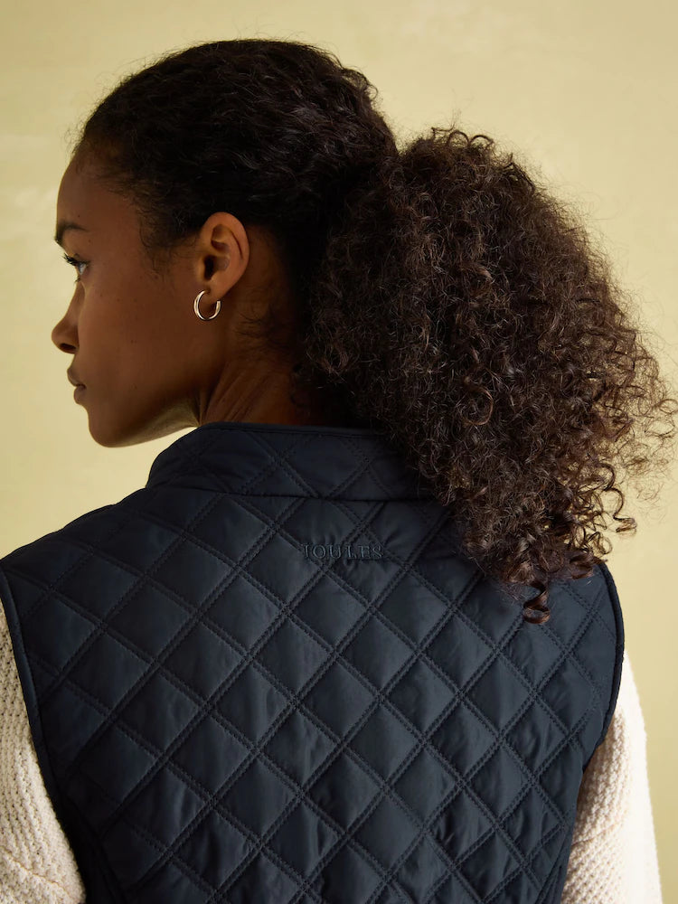 Joules Minx Navy Blue Showerproof Diamond Quilted Gilet - Navy