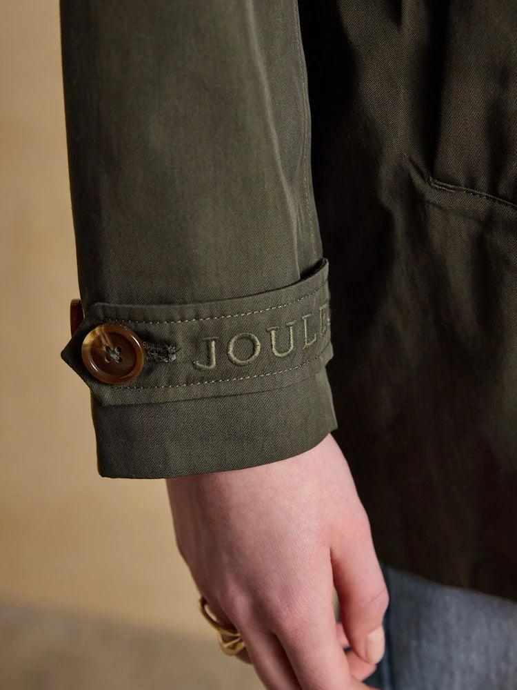 Joules Rainmore Khaki Green Button Through Waterproof Raincoat