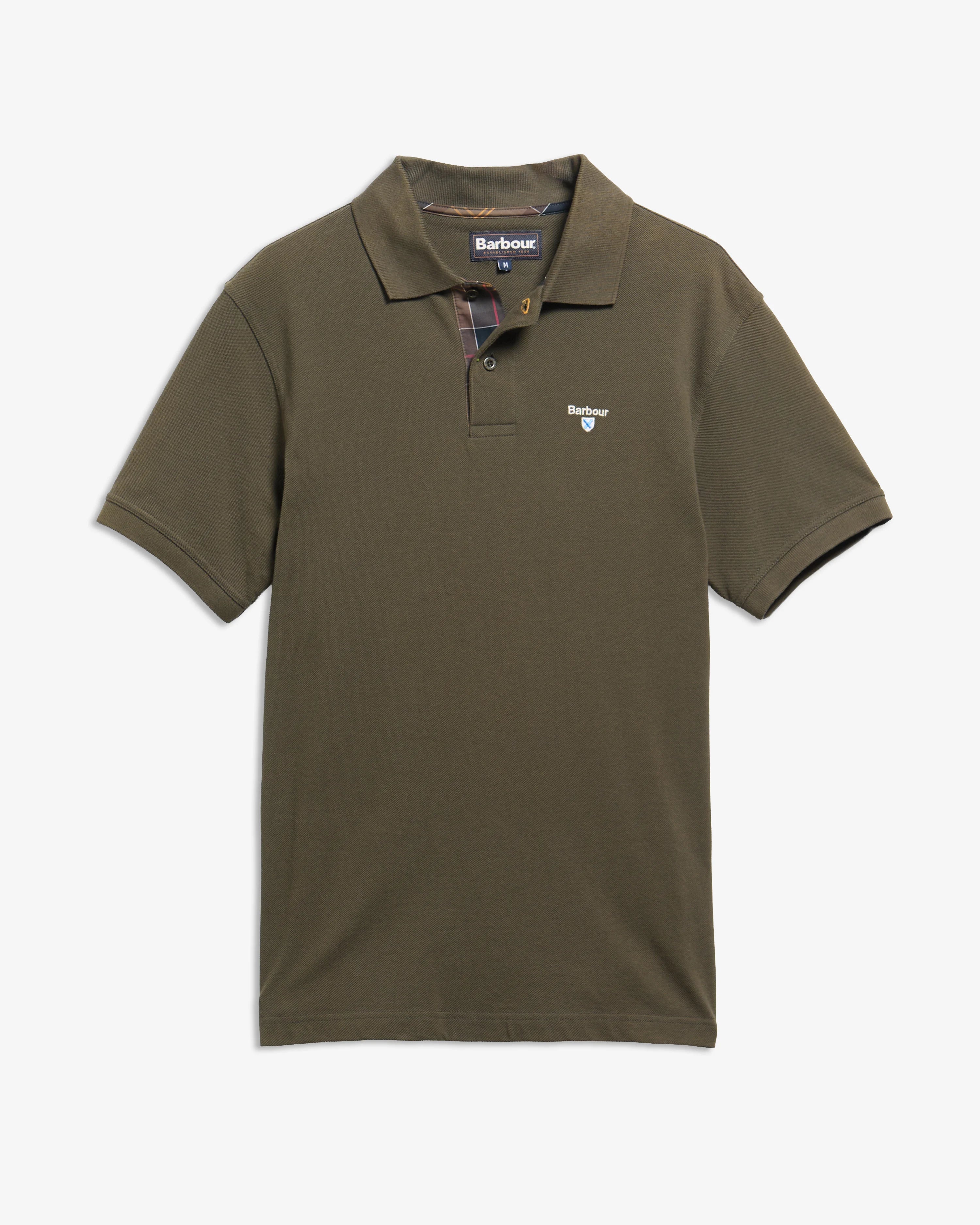 Barbour Reg Fit Tartan Pique Polo Shirt - Forest Green