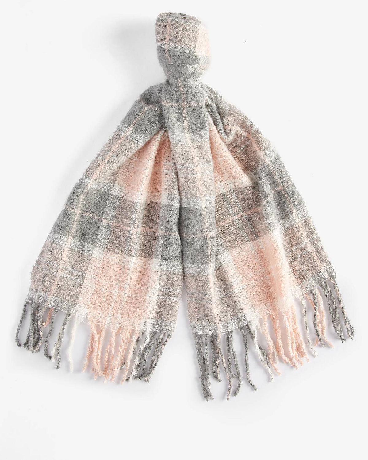 Barbour Saltburn Beanie & Tartan Scarf Set - Grey Rose