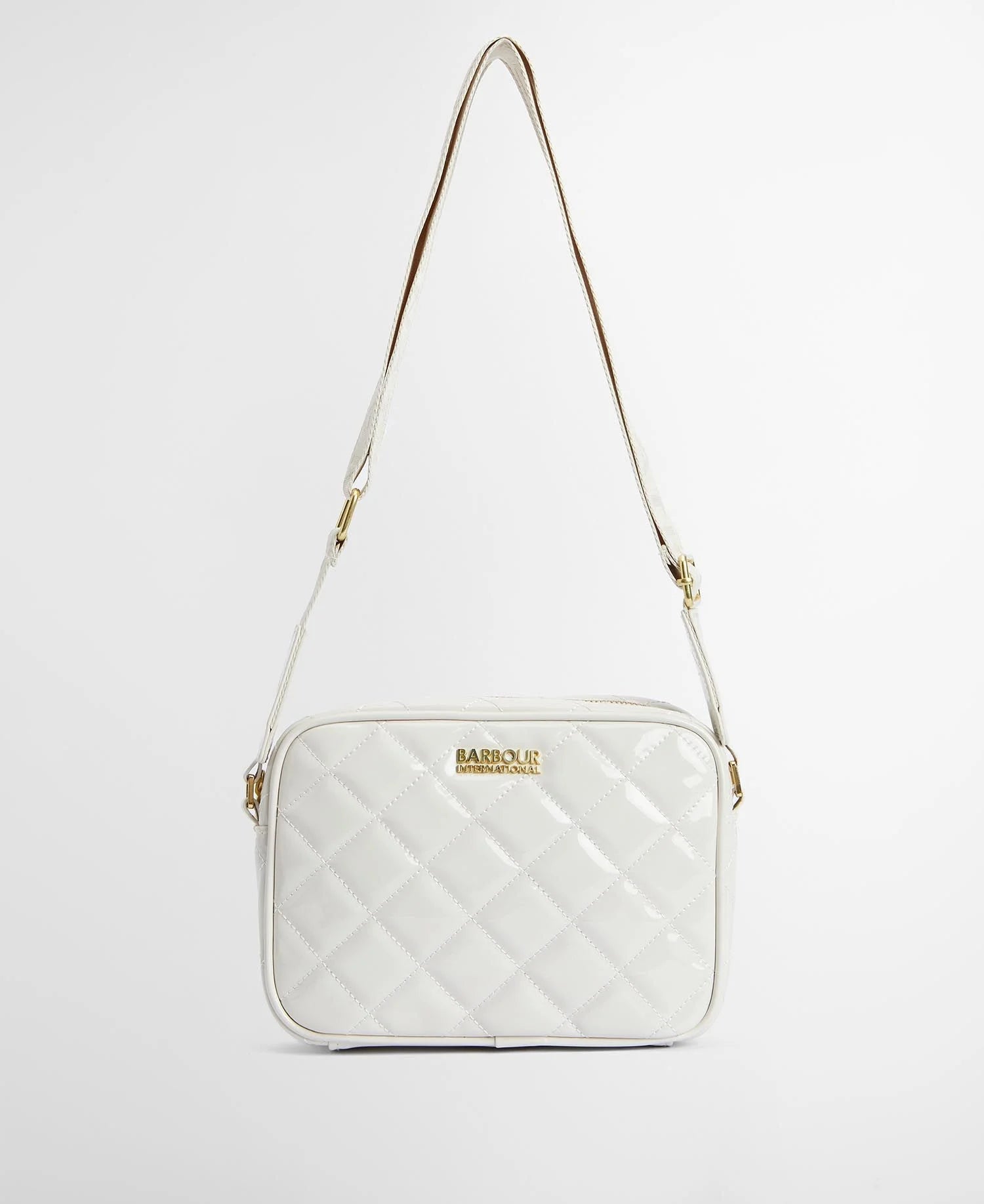Barbour International Quilted Sloane Crossbody Bag - Gloss Silver Birch