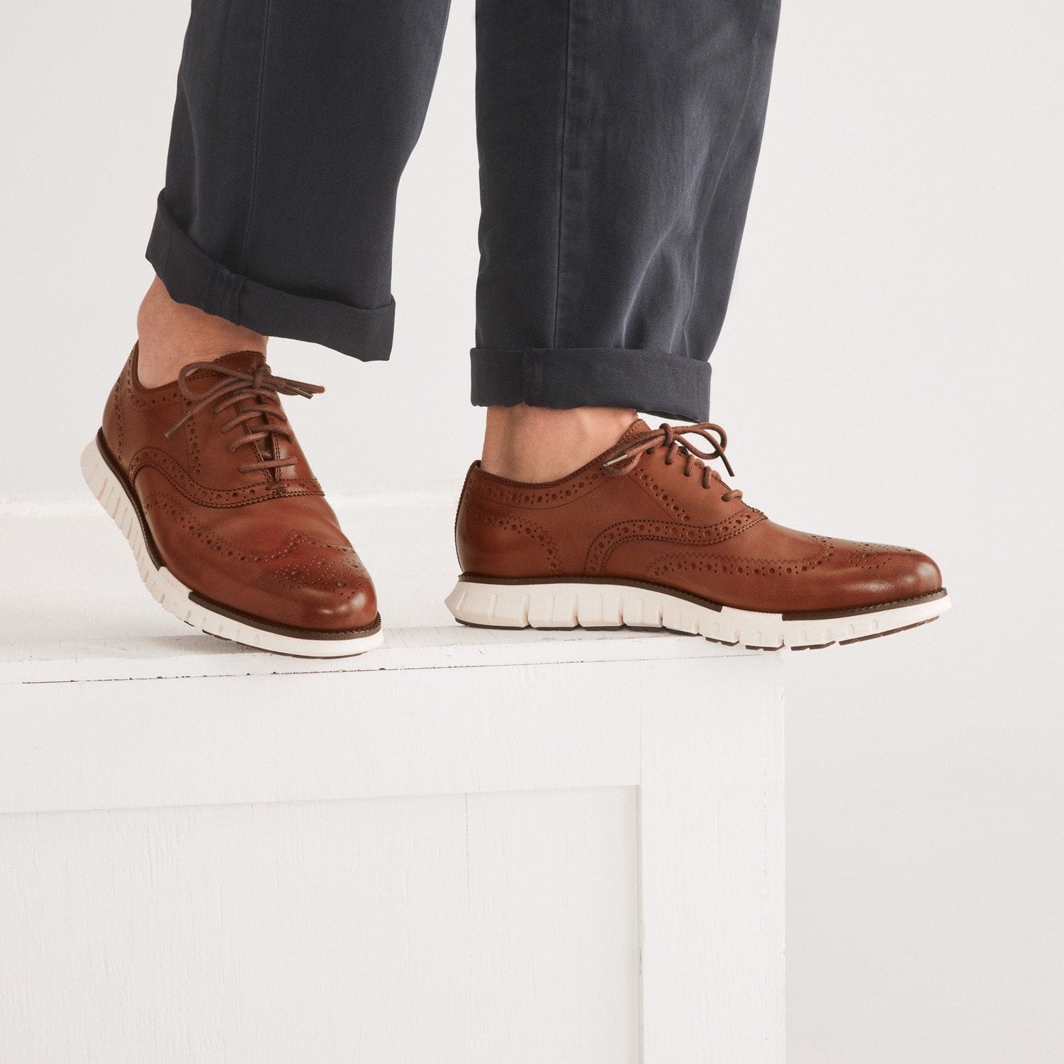 Cole Hann Men's ZERØGRAND Remastered Wingtip Oxfords - Tan/Java