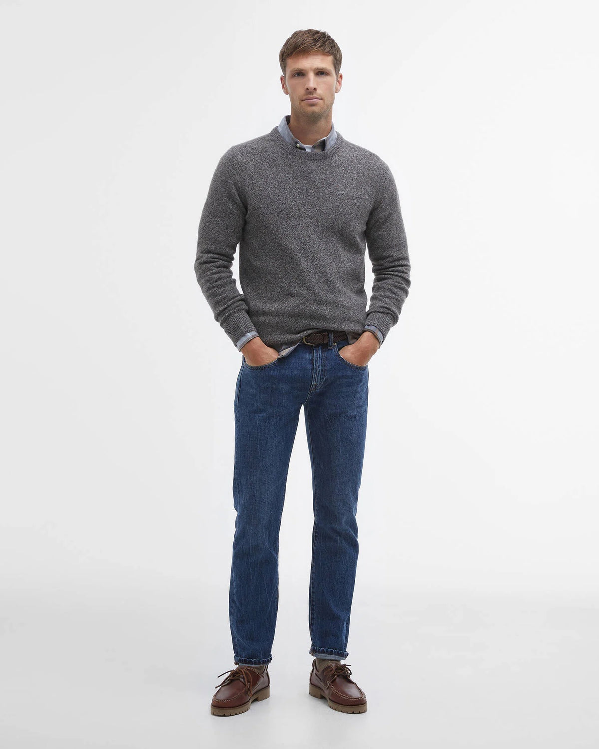 Barbour Essential Tisbury Crew Neck Jumper - Fog