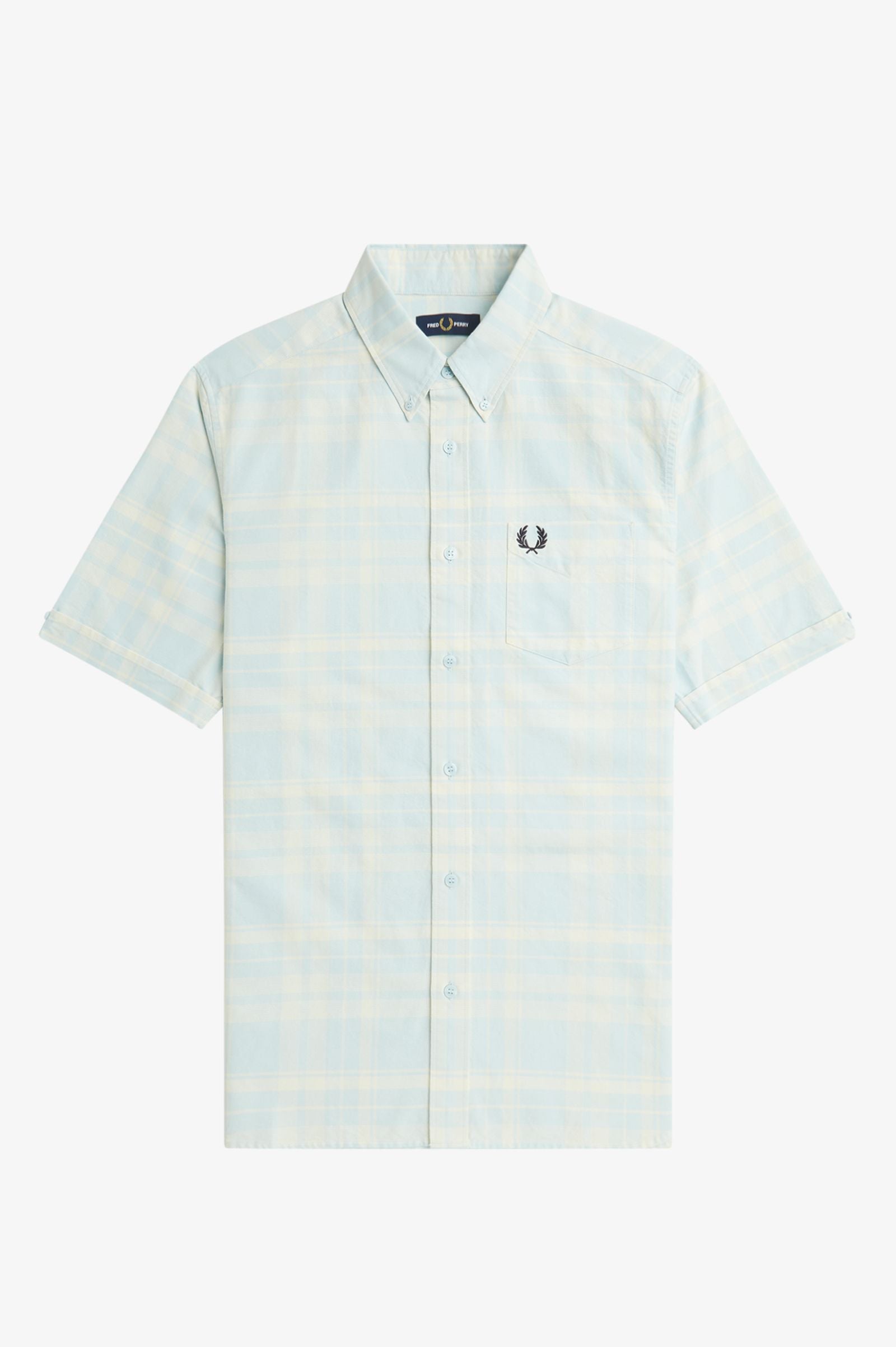 Fred Perry Short Sleeved Tartan Shirt - Light Ice