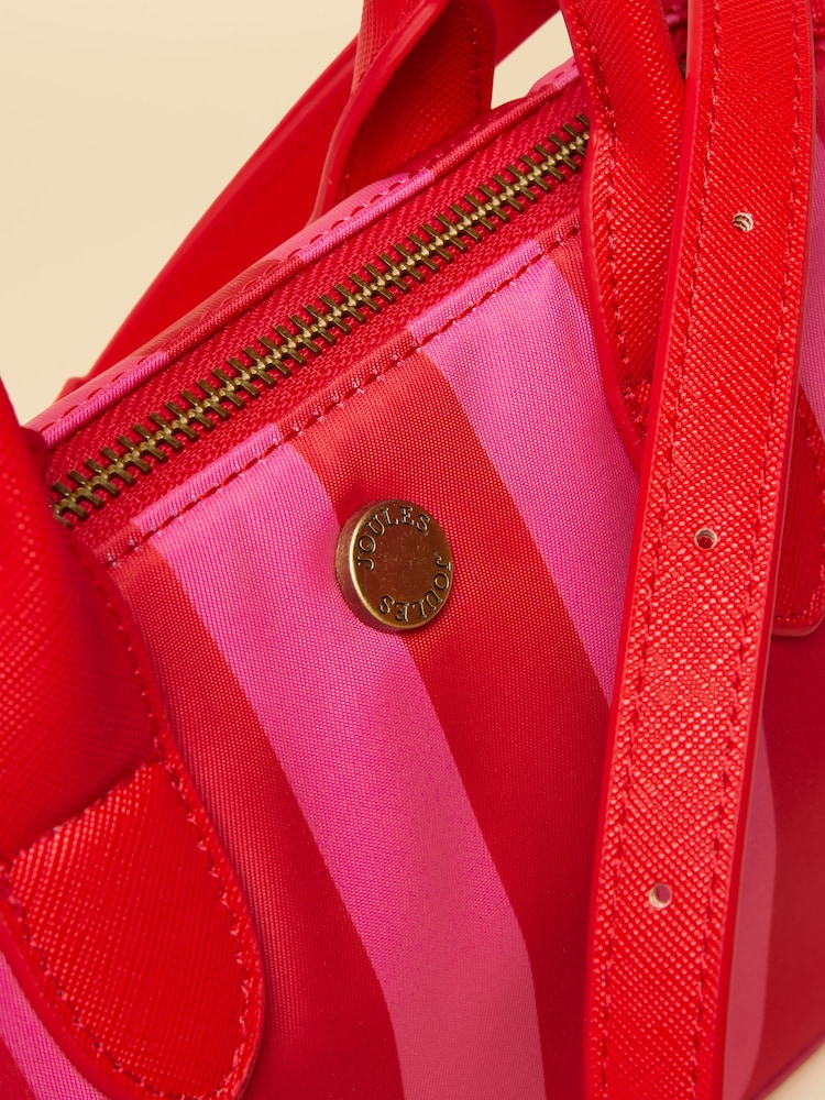 Joules Edie Red & Pink Striped Crossbody Handbag