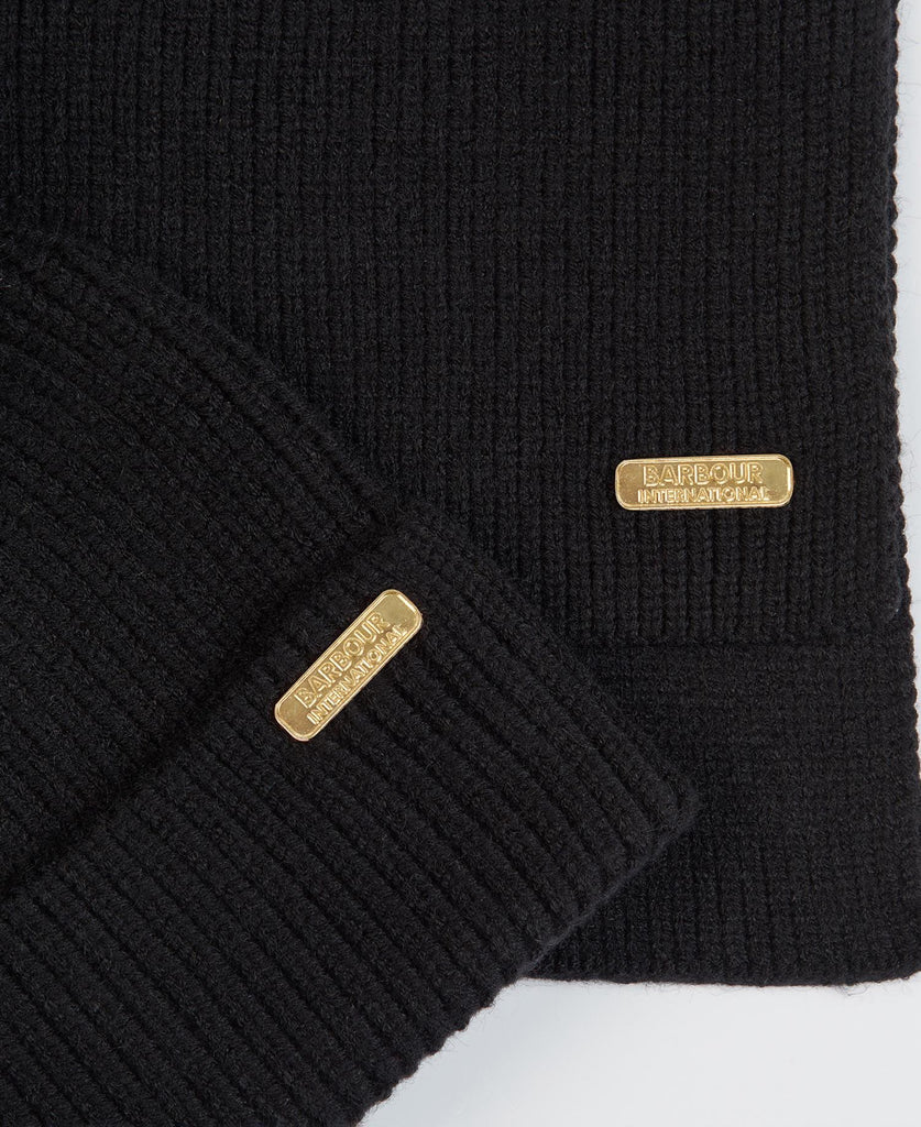 Barbour international Mallory Beanie & Scarf Gift Set - Black