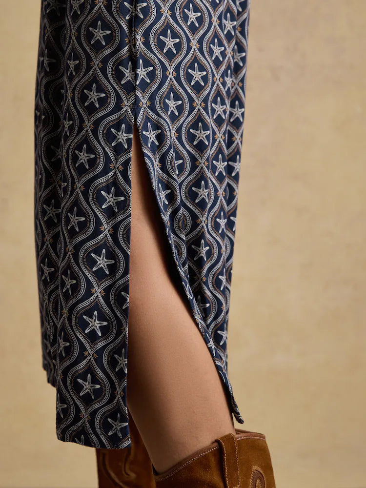 Joules Nia Navy Short Sleeve Jersey Midi Dress