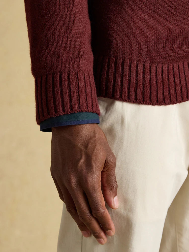 Joules 4x4 Burgundy Port Intarsia Crew Neck Jumper