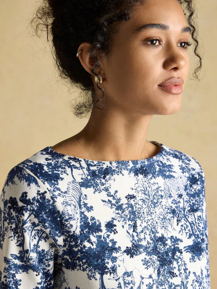 Joules Printed Harbour Top - Navy Safari