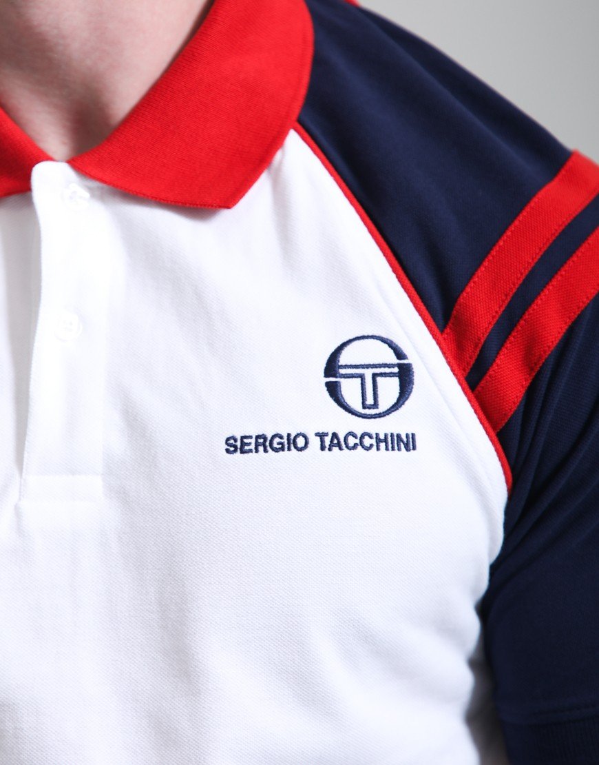 Sergio Tacchini Cortona Polo Shirt - White/Maritime Blue