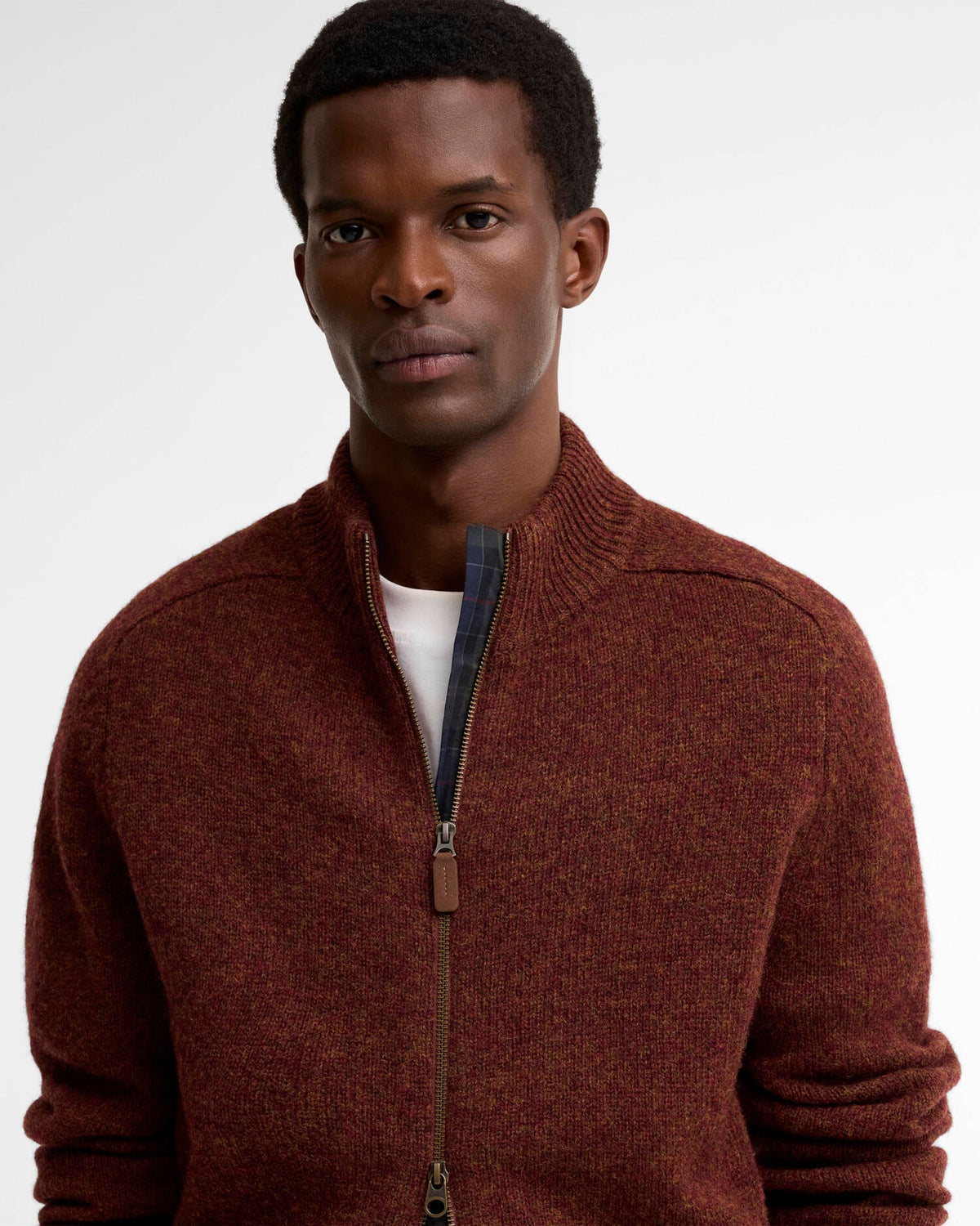 Barbour Talder Zip Through Knitted Jumper - Russet