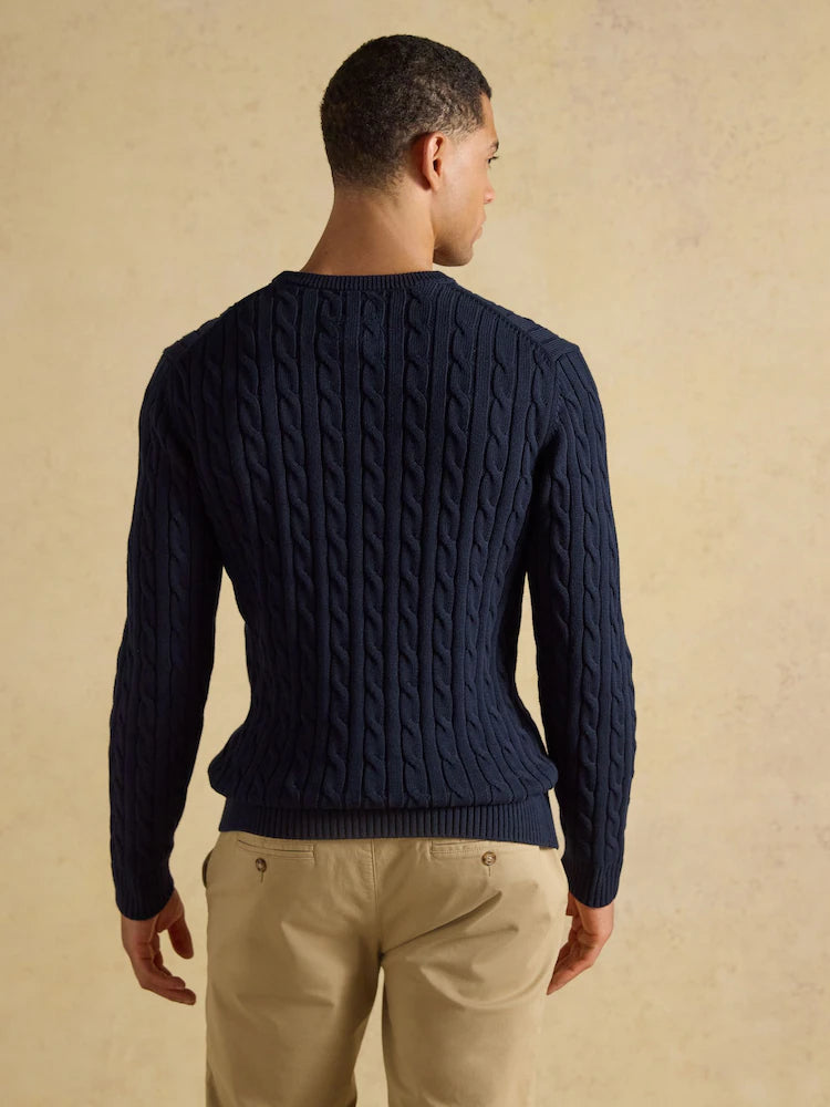 Joules Cable Knit Crew Mens - Navy