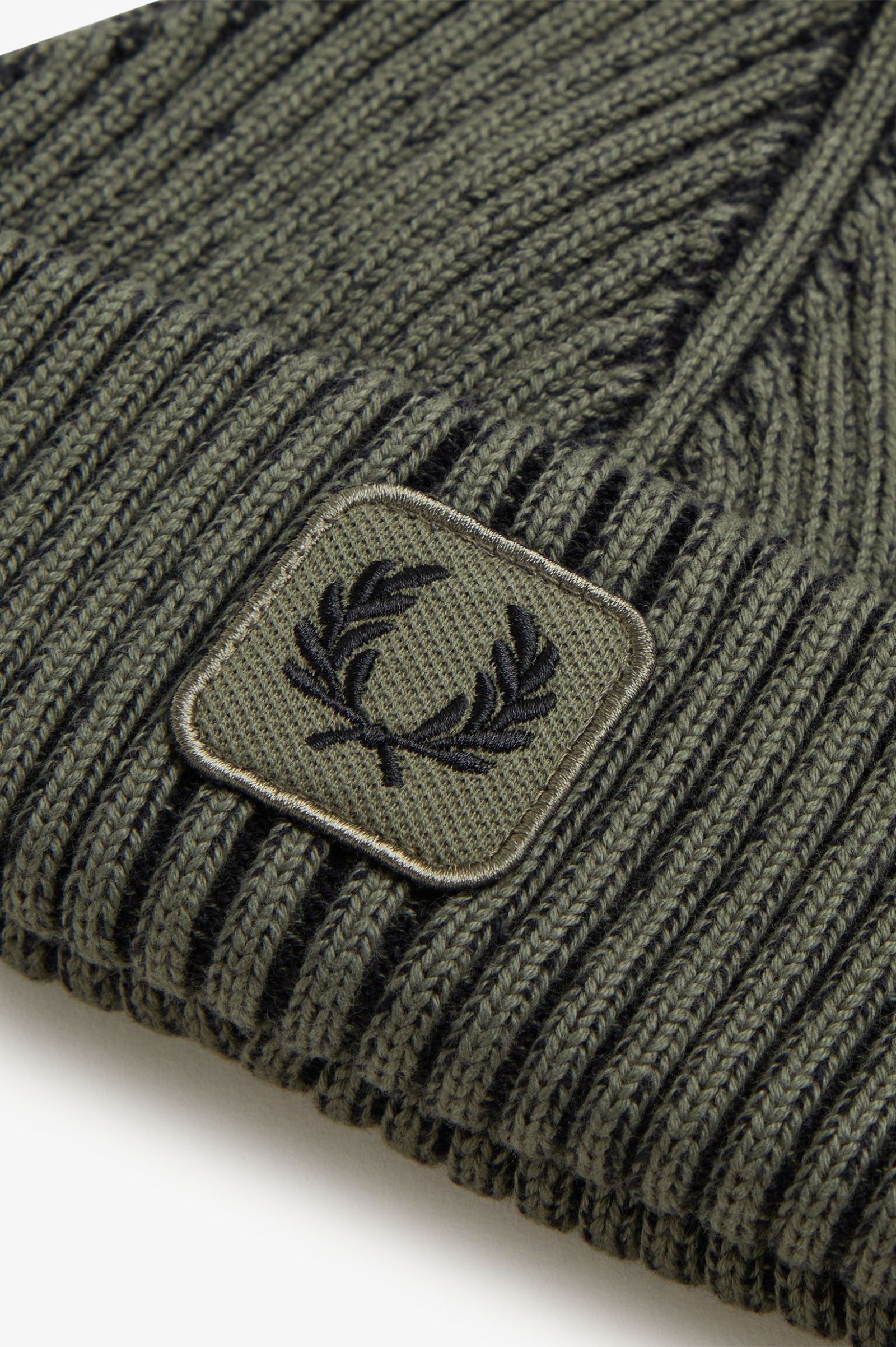 Fred Perry Cotton Ribbed Beanie - Laurel Wreath Green