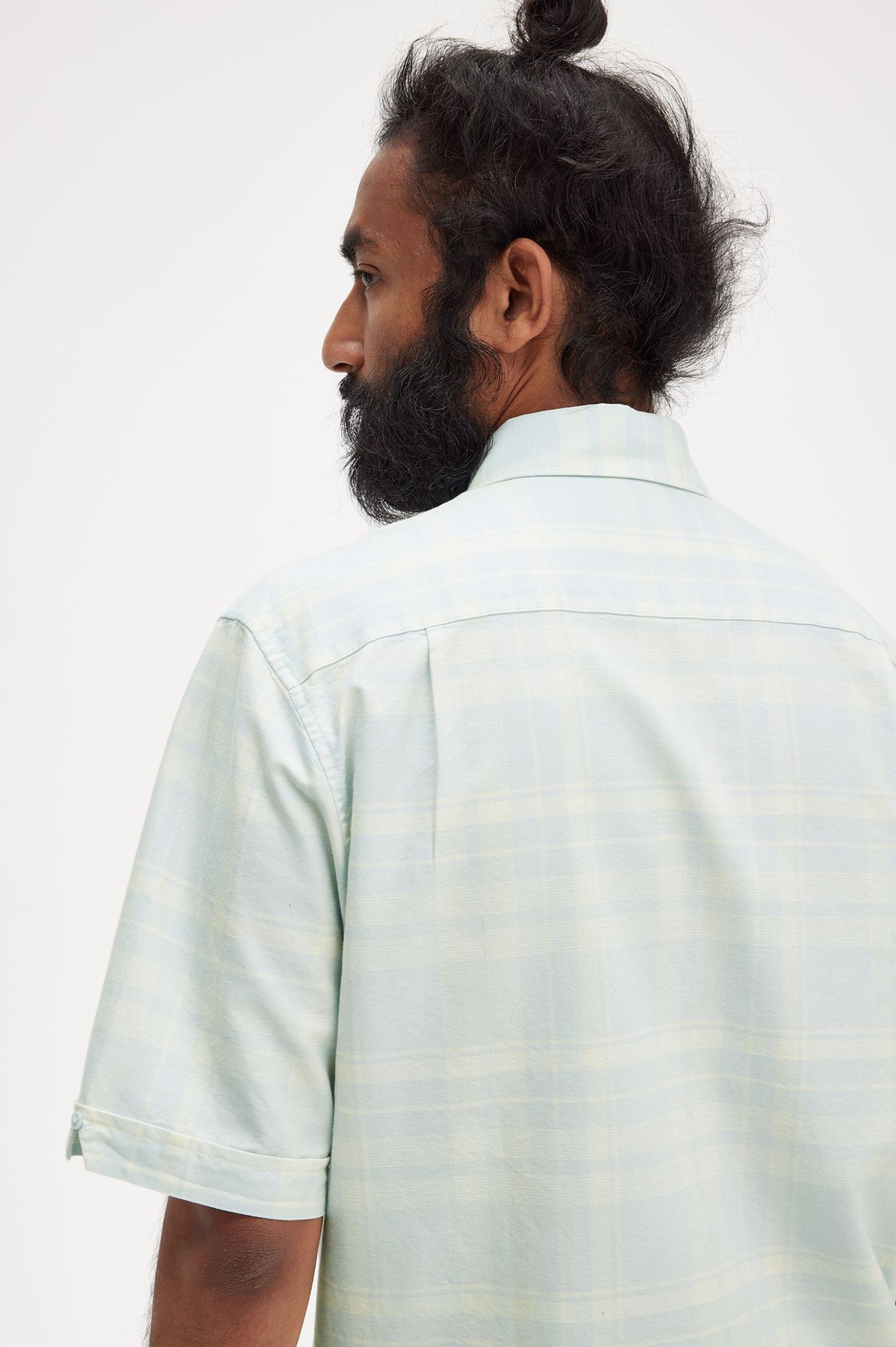 Fred Perry Short Sleeved Tartan Shirt - Light Ice